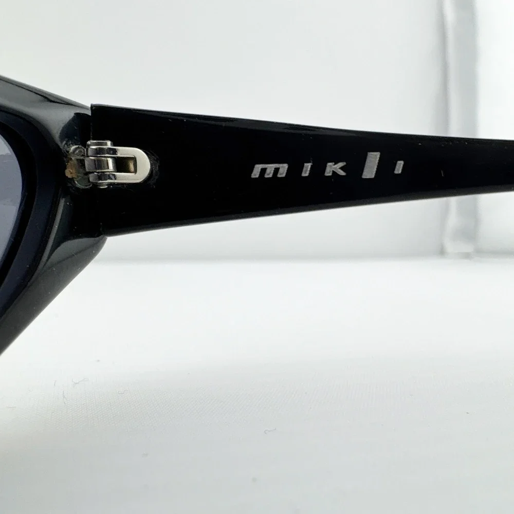 Alain Mikli Black Studded Slim‎ Oval Sunglasses Y2K Designer Eyewear